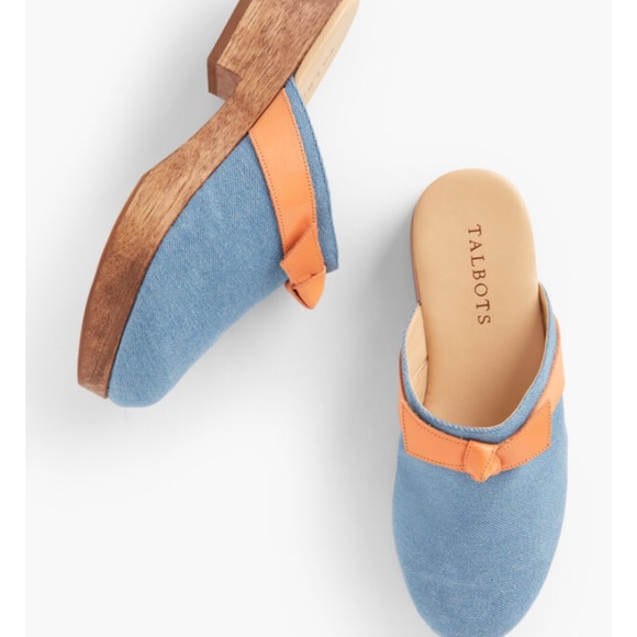 NEW IN BOX TALBOTS WINNI DENIM MULES CLOGS SZ 7.5 M SLIP ON DRESS SUMMER SPRING